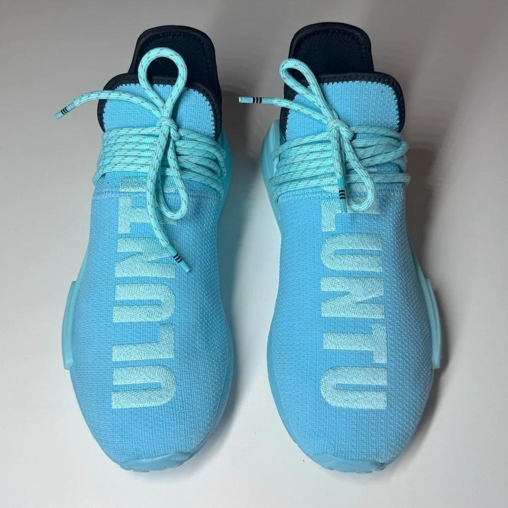 ADIDAS MEN’S HUMAN RACE NMD PHARRELL WILLIAMS ORIGINALS SIZE- 9 AQUA BLUE